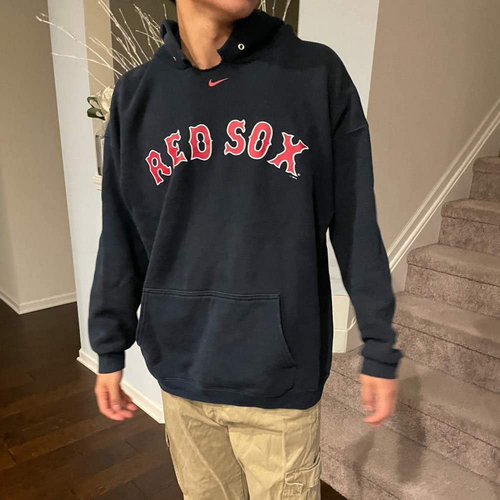 y2k navy-colored Nike red sox hoodie